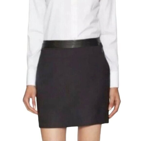 & OTHER STORIES Womens Faux Leather Polyester Blend Black Mini Pencil Skirt 6 - Picture 1 of 4